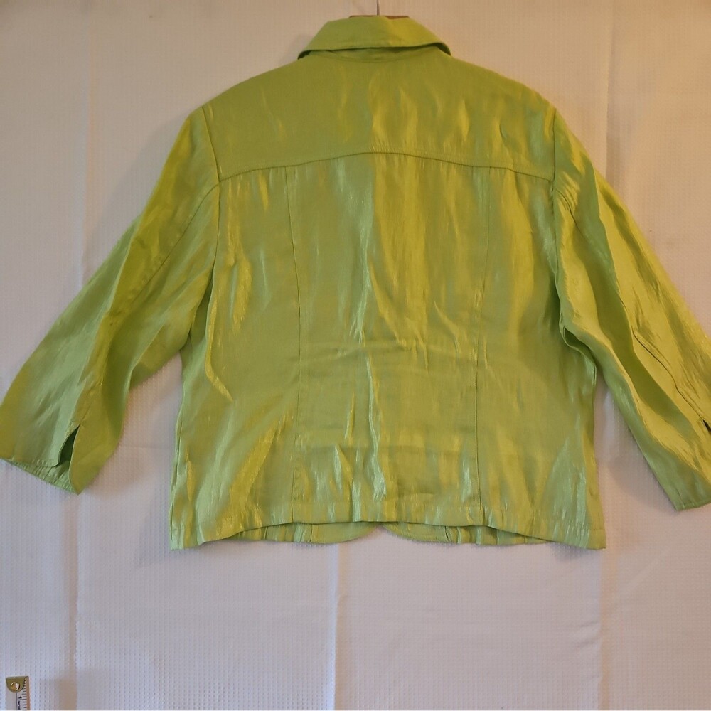 Ruby Rd. Women's 16 Green Jacket Button Front Pockets Contrast Stitching Short - Picture 5 of 5